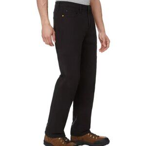 CAT Men's Fleece Lined Canvas Pant, Stretch Canvas, Straight Leg